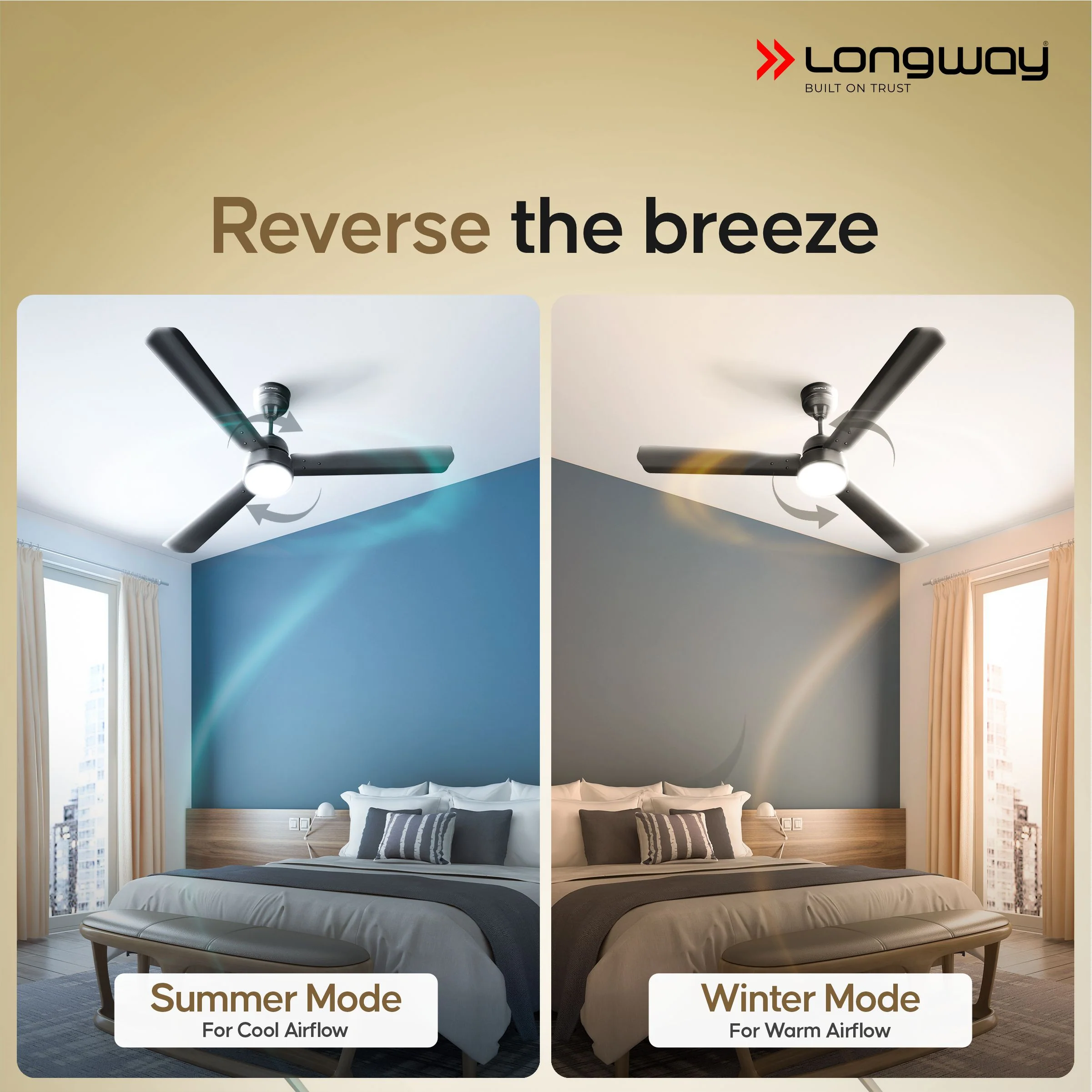 Longway Luminair 1200 mm BLDC Ceiling Fan with Remote Control | BEE 5 Star Rated Energy Efficient | Ultra High Speed 3 Blade Anti-Dust Decorative Ceiling Fan | 5 Years Warranty (Smoked Brown, Pack of 2) - Image 9