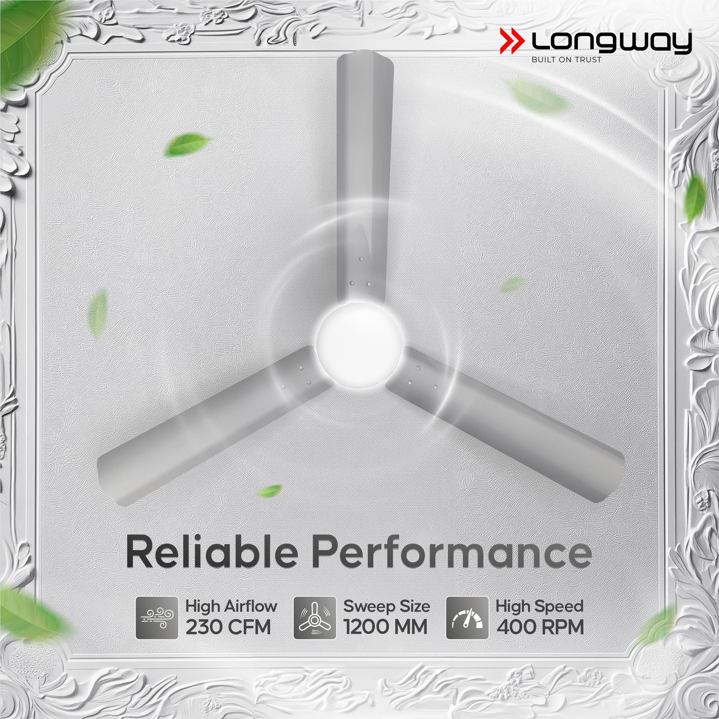 Longway Luminair 1200 mm BLDC Ceiling Fan with Remote Control & LED Light | BEE 5 Star Rated Energy Efficient | Ultra High Speed 3 Blade Anti-Dust Decorative Ceiling Fan | 5 Years Warranty (Gray, Pack of 2) - Image 7
