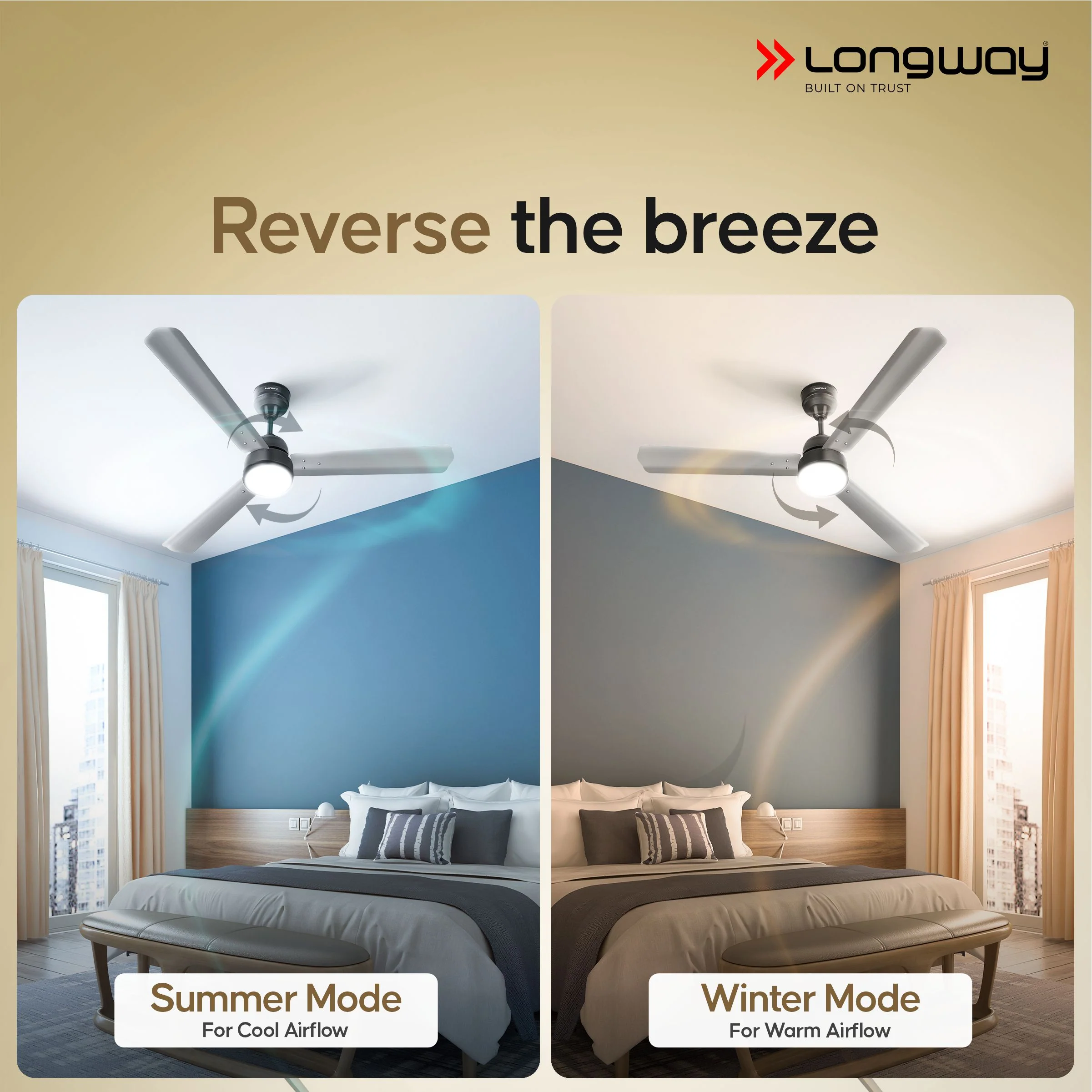 Longway Luminair 1200 mm BLDC Ceiling Fan with Remote Control & LED Light | BEE 5 Star Rated Energy Efficient | Ultra High Speed 3 Blade Anti-Dust Decorative Ceiling Fan | 5 Years Warranty (Gray, Pack of 2) - Image 9