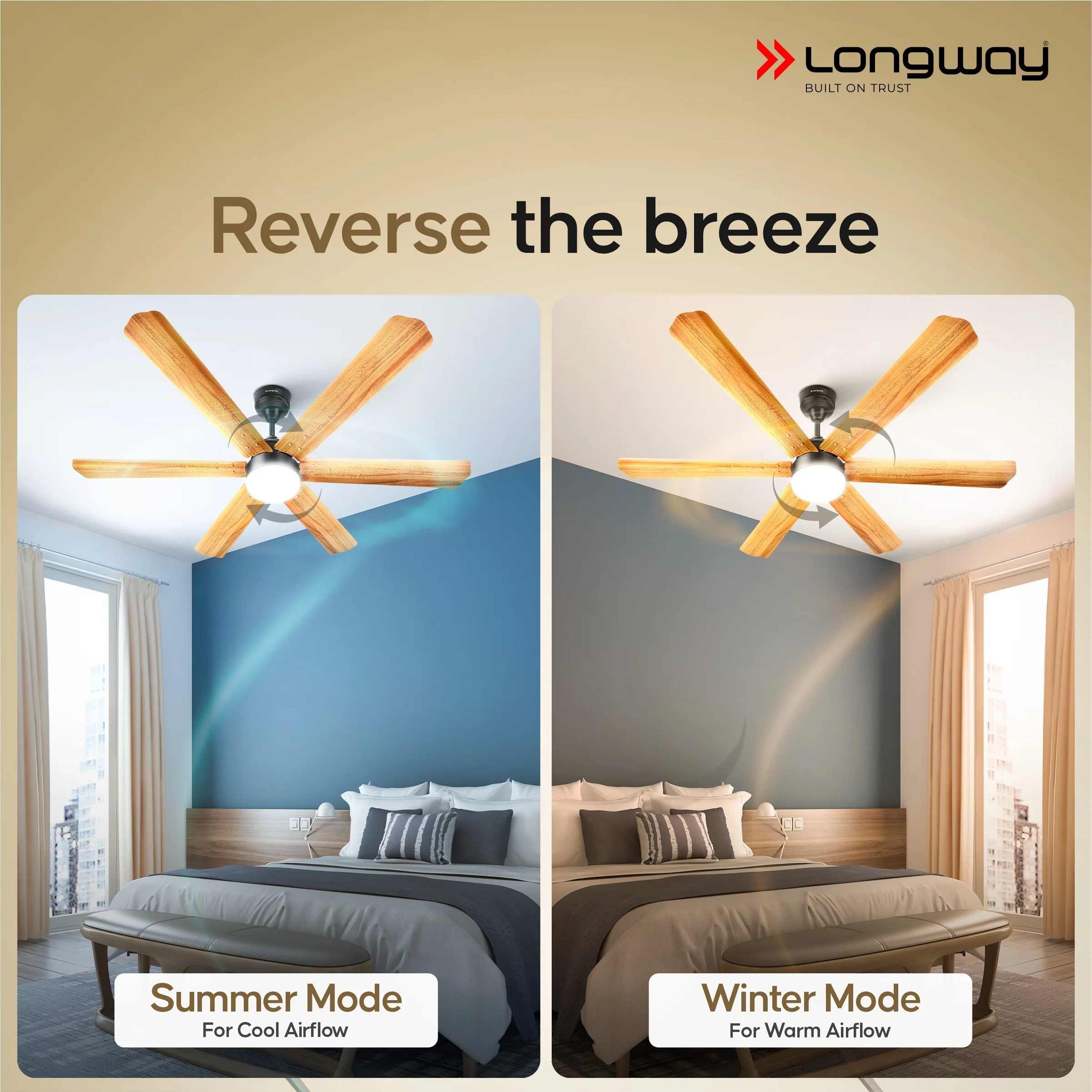 Longway Luminair Max 1200 mm BLDC Ceiling Fan with Remote Control & LED Light | BEE 5 Star Rated Energy Efficient | Ultra High Speed 6 Blade Anti-Dust Decorative Ceiling Fan | 5 Years Warranty (Golden Birch, Pack of 1) - Image 9