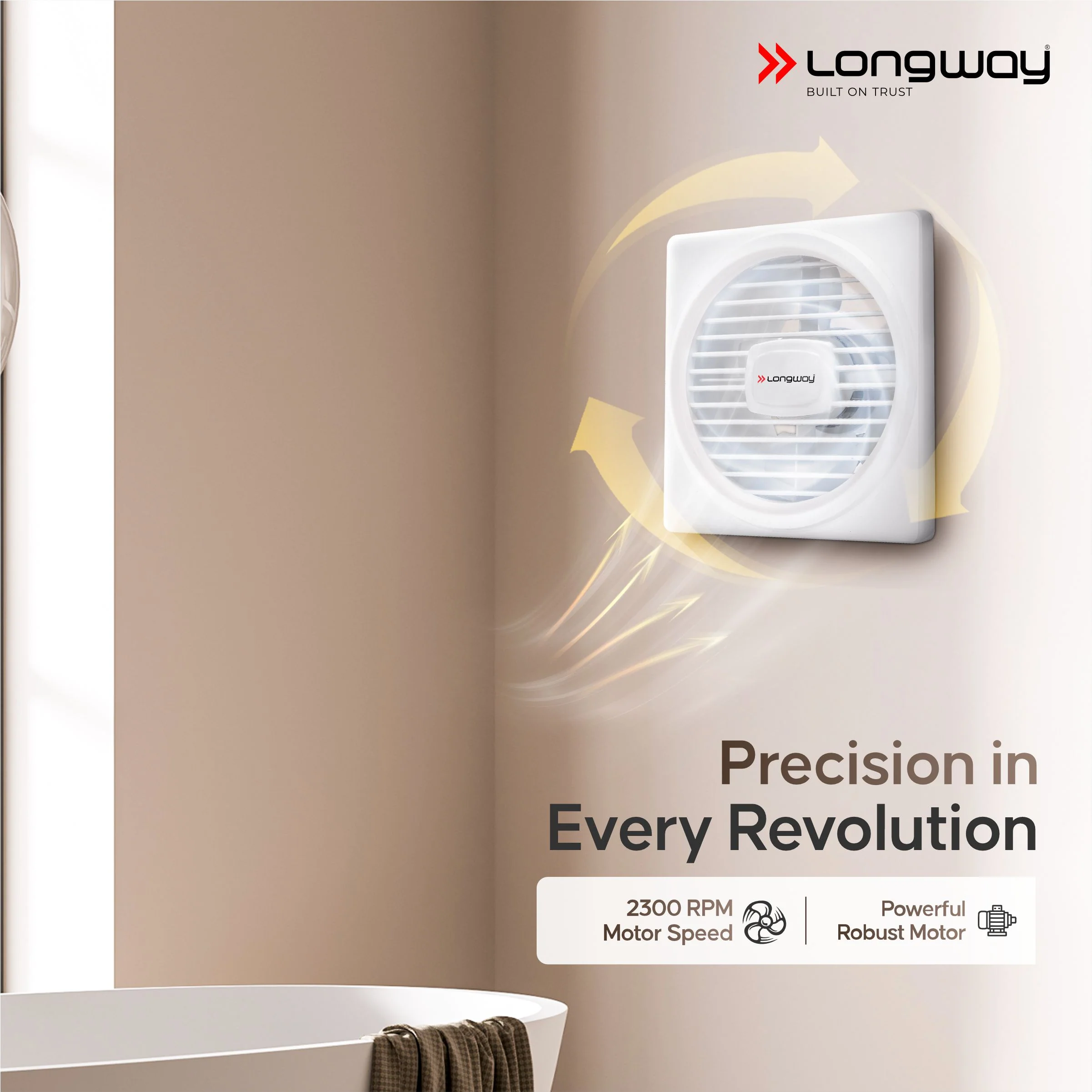 Longway Gusto 6 Inch 150 mm Energy Efficient Exhaust Fan | High Speed Powerful Motor | Noiseless Operation & Easy to Clean | Suitable for Bathroom, Kitchen, Office | 2 Years Warranty - Image 4