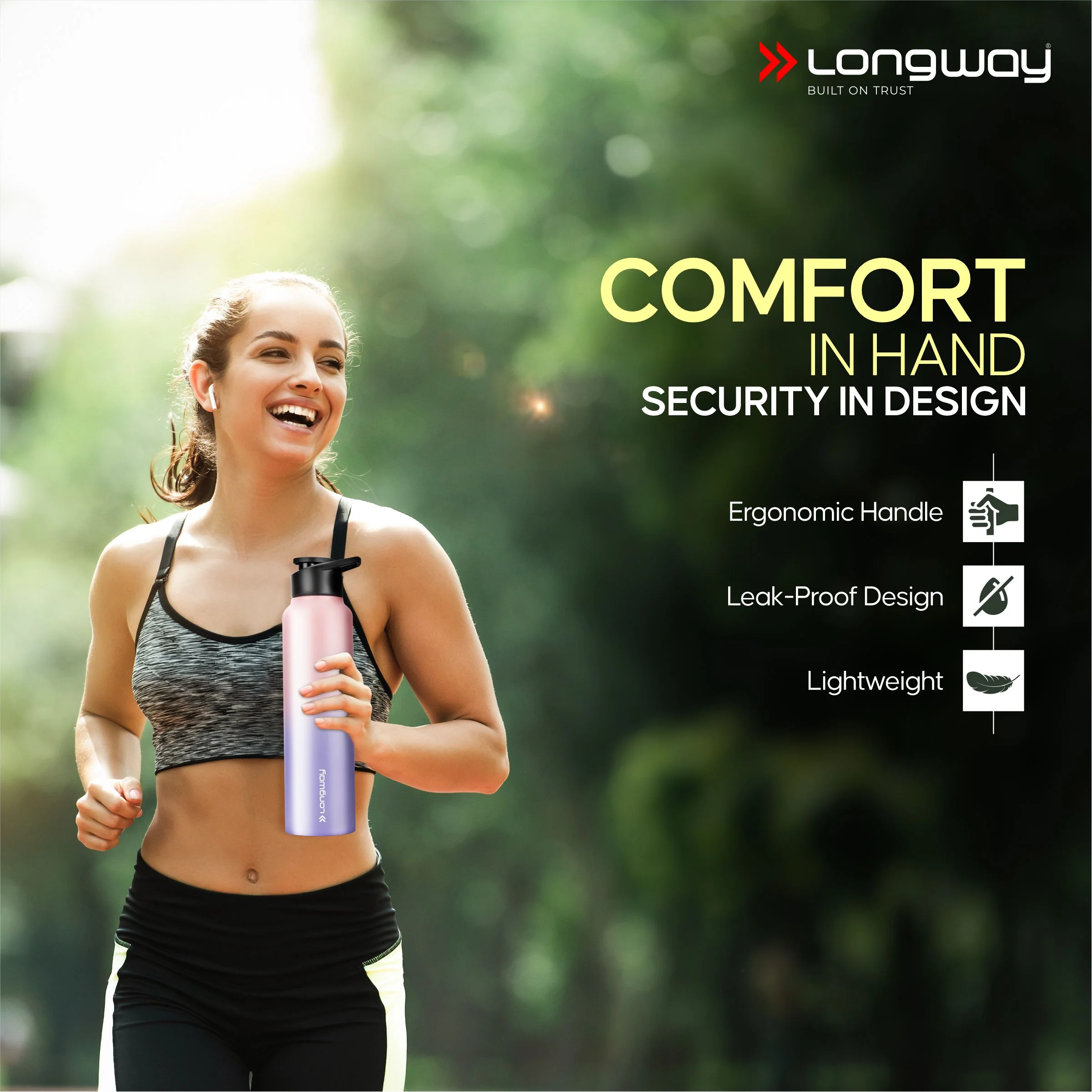 Longway Rush 1 Ltr Stainless Steel Water Bottle | Leak-Proof & Rust-Free Design | Perfect for School, Office, Home, Gym, Travel & Ideal for Men, Women & Kids (1000 ml, Aqua-Rose) - Image 4