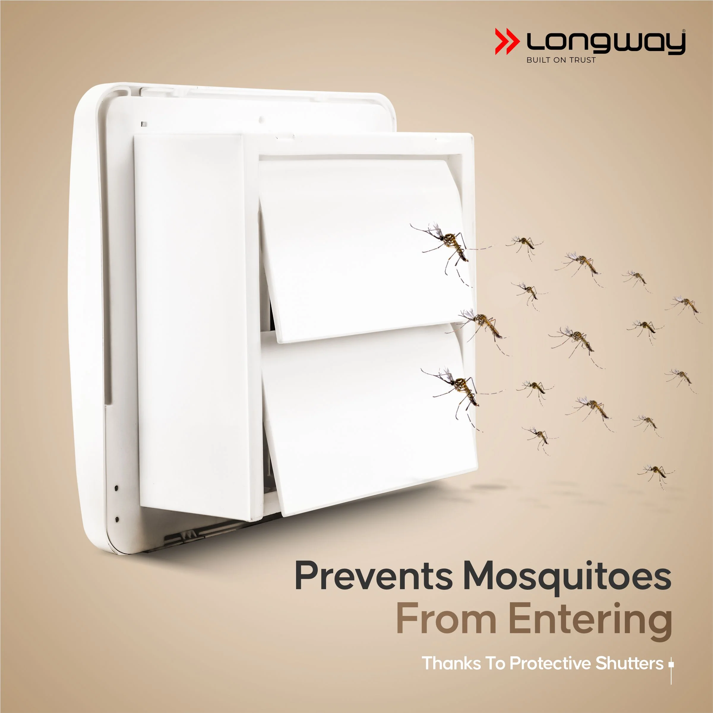 Longway Ventura 8 Inch 200 mm Energy Efficient Exhaust Fan | High Speed Powerful Motor | Noiseless Operation & Easy to Clean | Rust Proof with Anti Dust Shutters |Suitable for Bathroom, Kitchen, Office | 2 Years Warranty (White) - Image 5