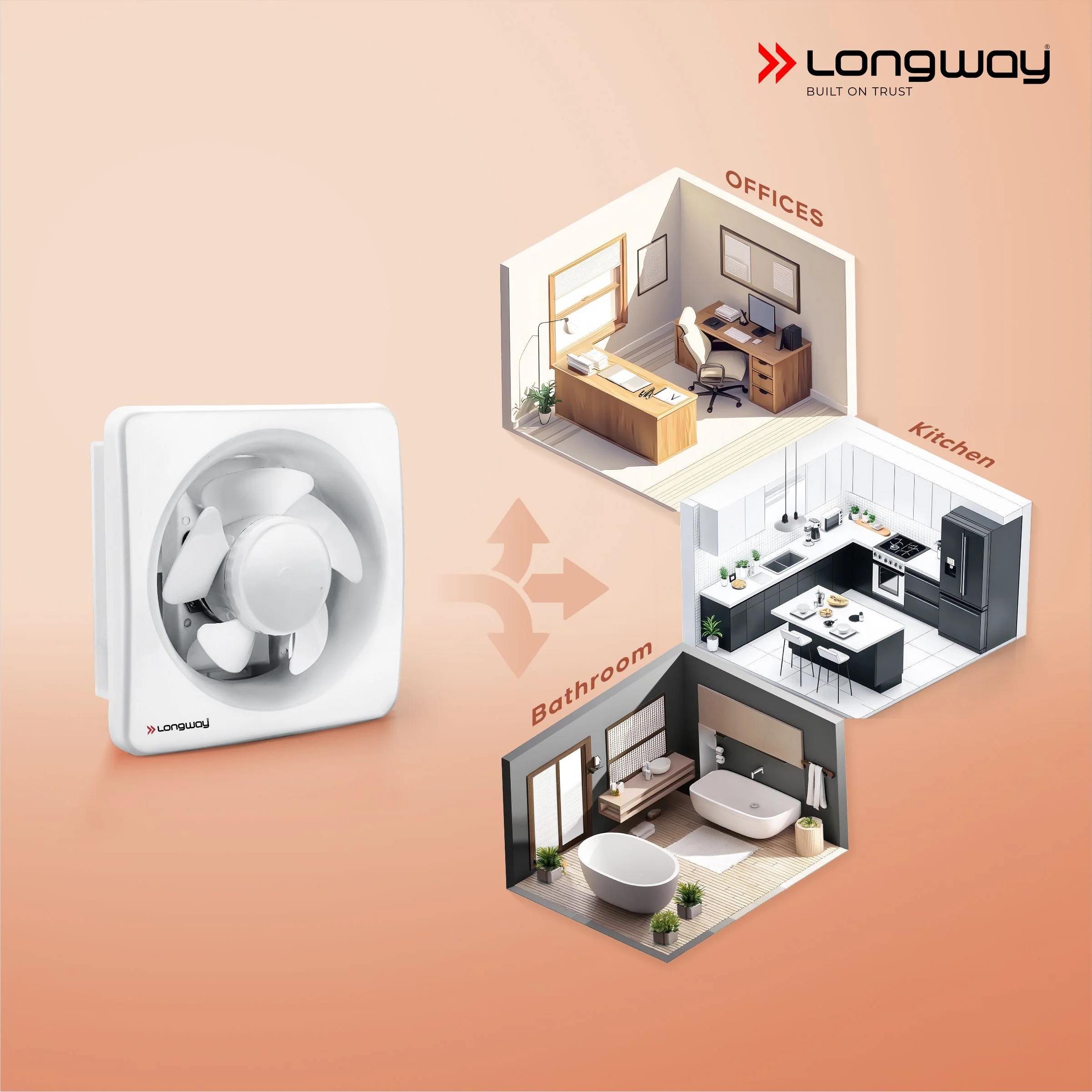 Longway Ventura 8 Inch 200 mm Energy Efficient Exhaust Fan | High Speed Powerful Motor | Noiseless Operation & Easy to Clean | Rust Proof with Anti Dust Shutters |Suitable for Bathroom, Kitchen, Office | 2 Years Warranty (White) - Image 8