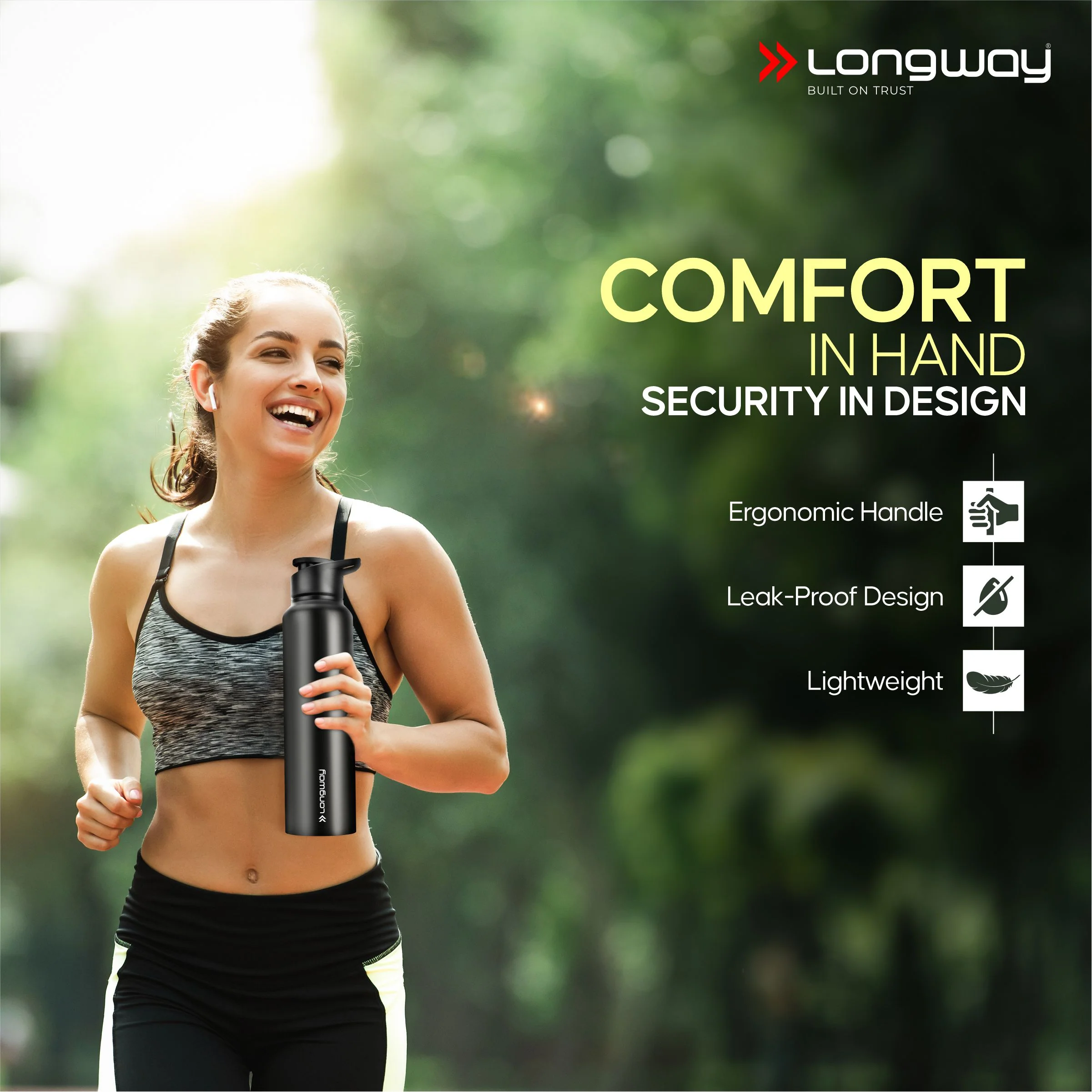 Longway Rush 1 Ltr Stainless Steel Water Bottle | Leak-Proof & Rust-Free Design | Perfect for School, Office, Home, Gym, Travel & Ideal for Men, Women & Kids (1000 ml) - Image 4