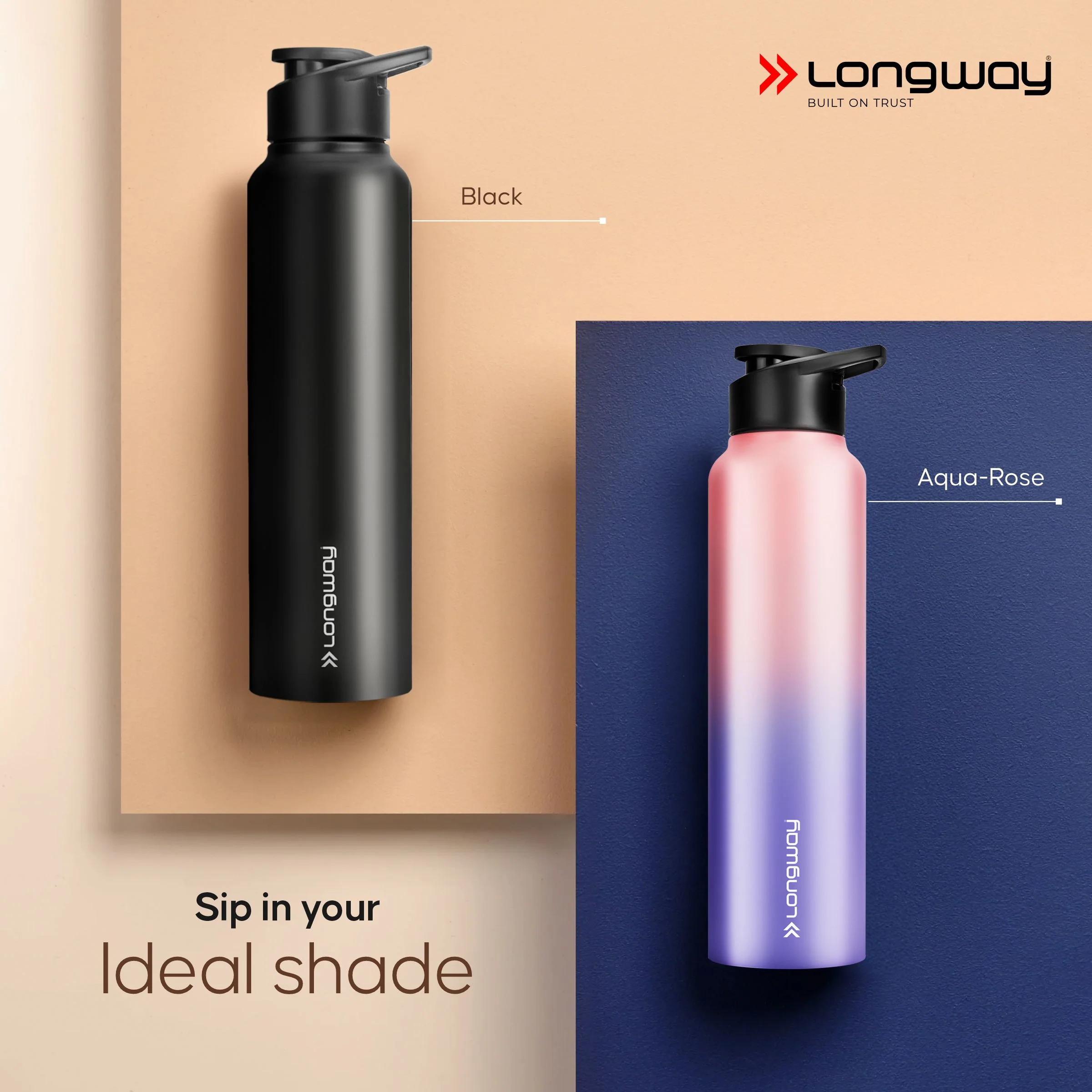 Longway Rush 1 Ltr Stainless Steel Water Bottle | Leak-Proof & Rust-Free Design | Perfect for School, Office, Home, Gym, Travel & Ideal for Men, Women & Kids (1000 ml) - Image 8