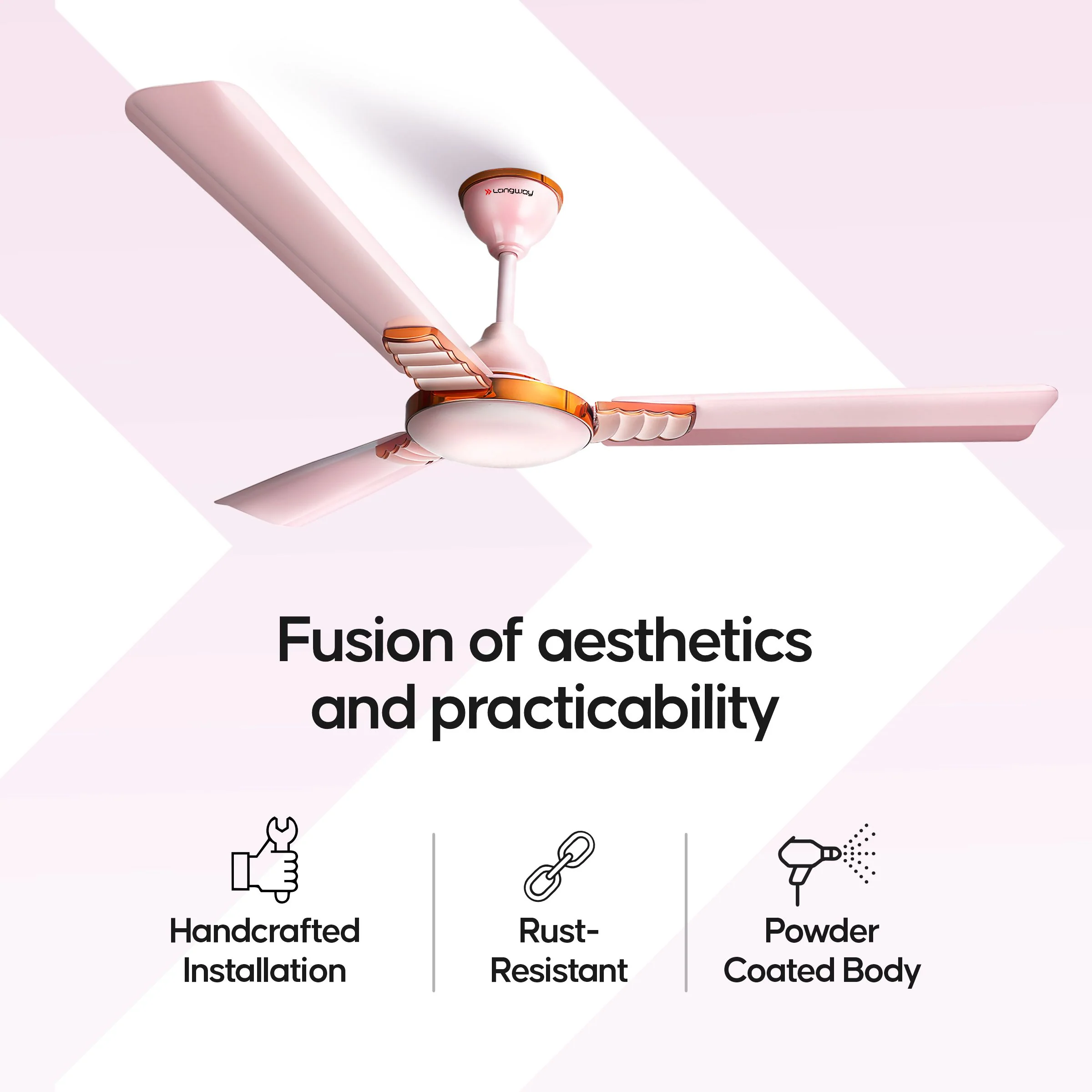 Longway Wave P1 1200 mm/48 inch Ultra High Speed 3 Blade Anti-Dust Decorative Ceiling Fan (Pack of 1) - Image 8