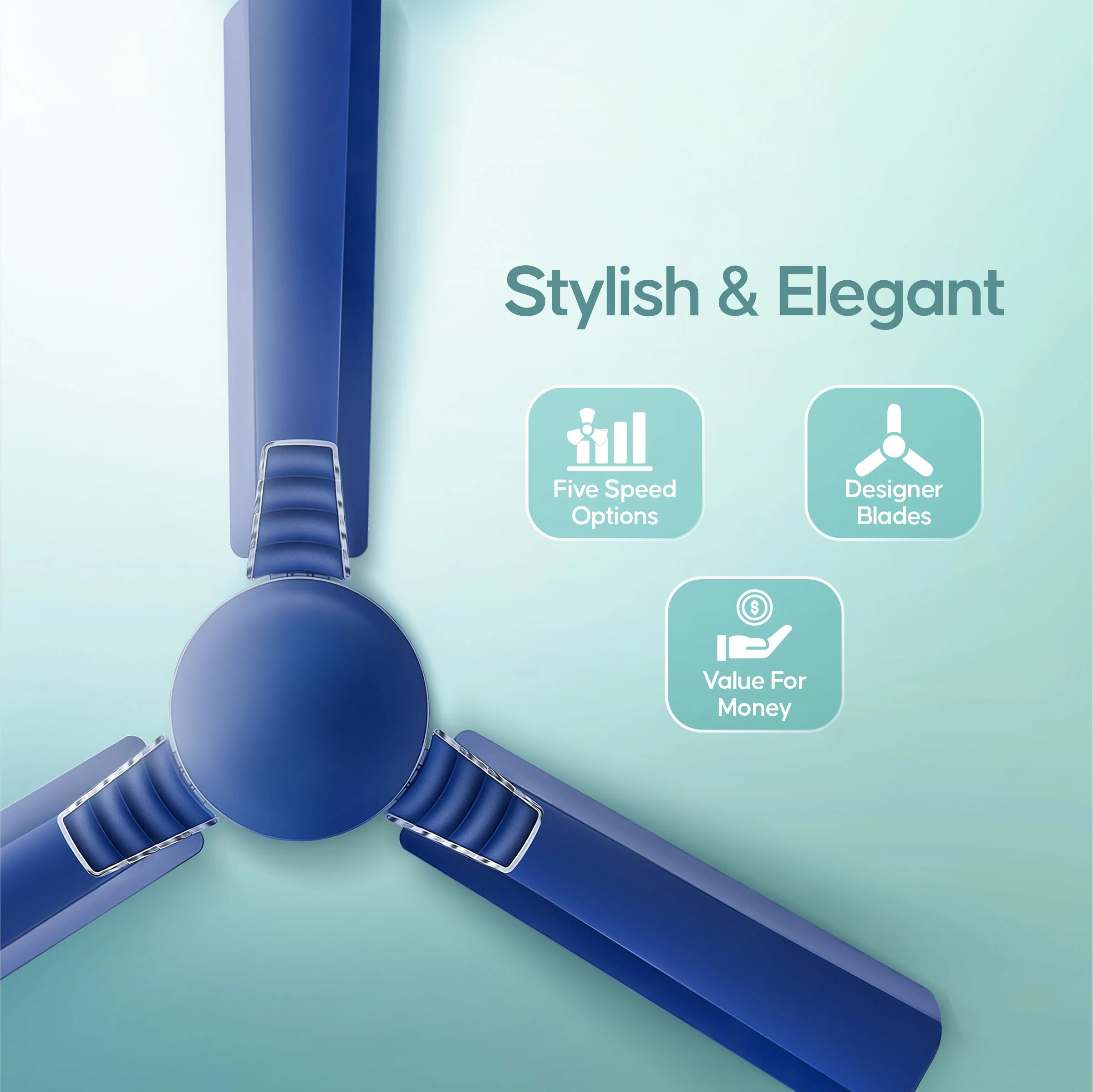 Longway Wave P1 1200 mm/48 inch 400 RPM Ultra High Speed 3 Blade Star Rated Anti-Dust Decorative Ceiling Fan (Silver Blue, Pack of 1) - Image 4