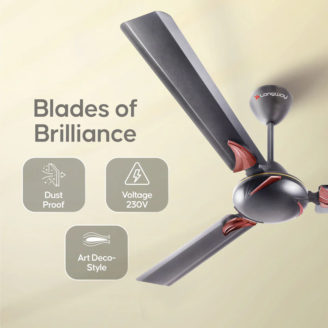 Longway Creta P1 1200 mm/48 inch Ultra High Speed 3 Blade Anti-Dust Decorative Star Rated Ceiling Fan (Pack of 1) - Image 3