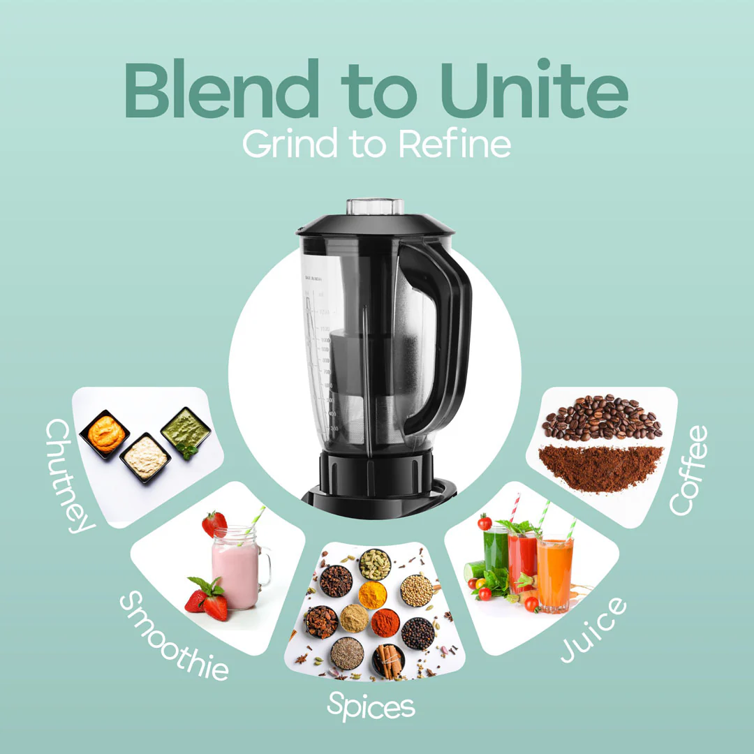 Longway Orion 900 Watt Juicer Mixer Grinder with 4 Jars for Grinding, Mixing, Juicing with Powerful Motor | 2 Years Warranty | (Black, 4 Jars) - Image 5