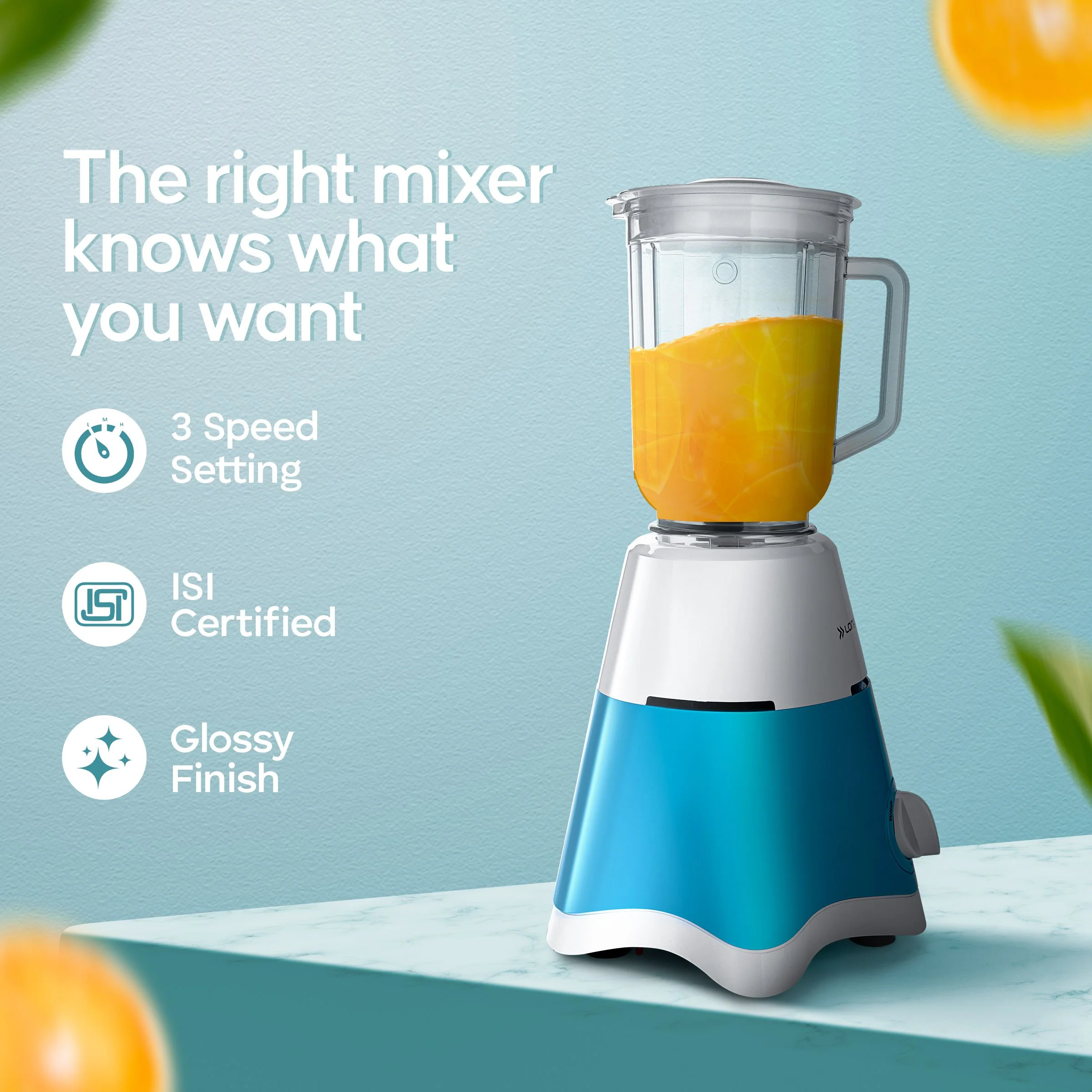 Longway Super Dlx Juicer Mixer Grinder | Up to 750 Watt Powerful Motor | 4 Jars for Grinding, Mixing, Juicing | 2 Year Warranty | Blue & White - Image 3