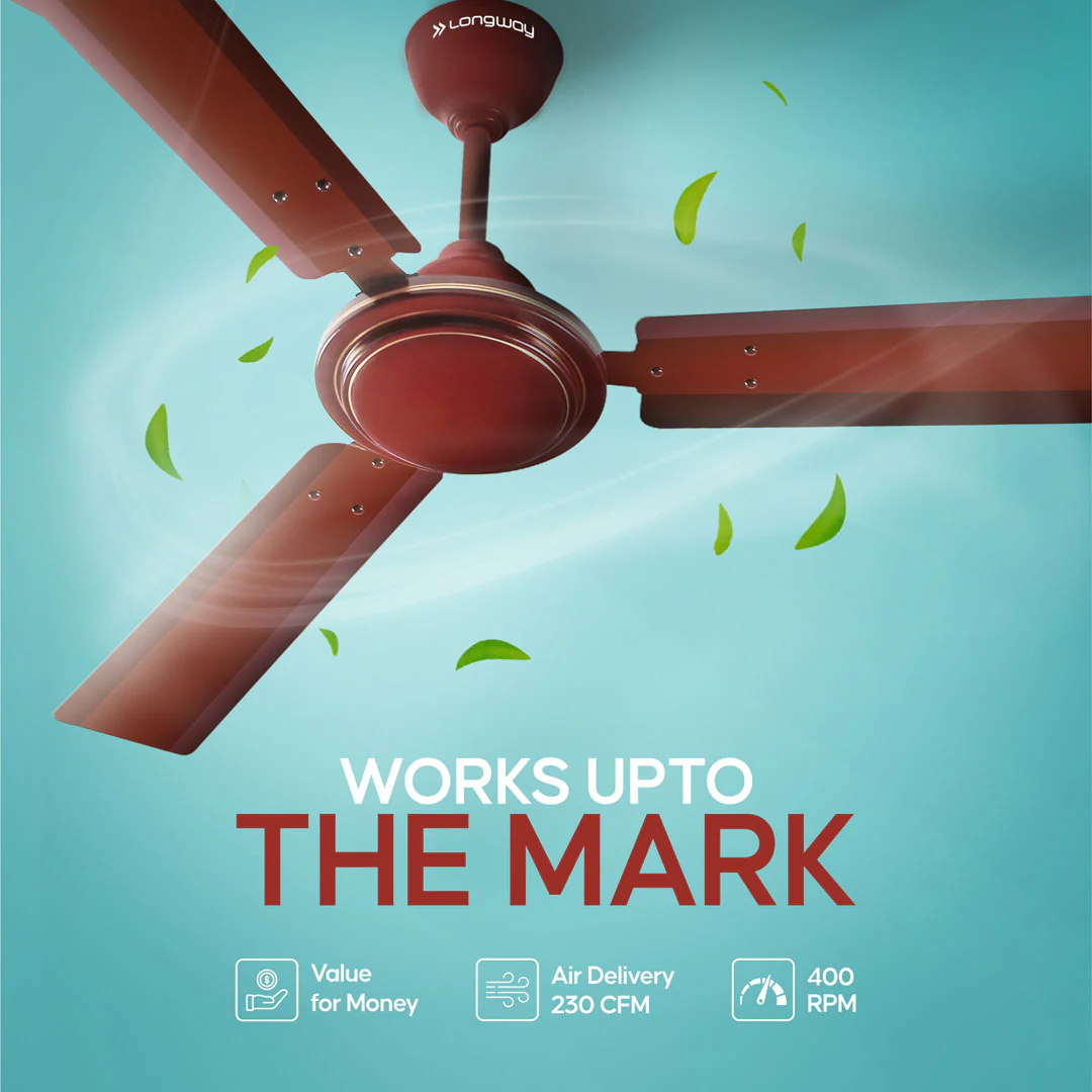 Longway Nexa P2 1200 mm/48 inch Ultra High Speed 3 Blade Anti-Dust Decorative Star Rated Ceiling Fan (Pack of 2) - Image 4