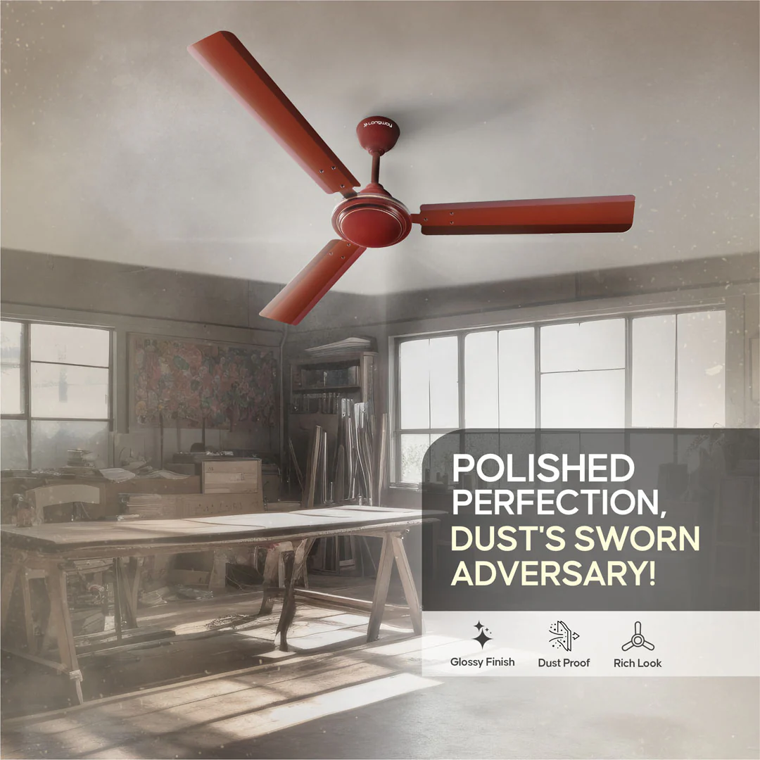 Longway Nexa P2 1200 mm/48 inch Ultra High Speed 3 Blade Anti-Dust Decorative Star Rated Ceiling Fan (Pack of 2) - Image 5