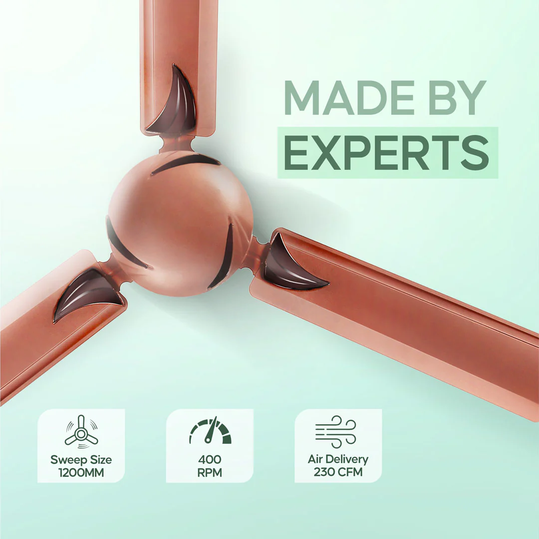 Longway Creta P1 1200 mm/48 inch Remote Controlled 3 Blade Anti-Dust Decorative Star Rated Ceiling Fan (Rusty Brown, Pack of 1) - Image 4