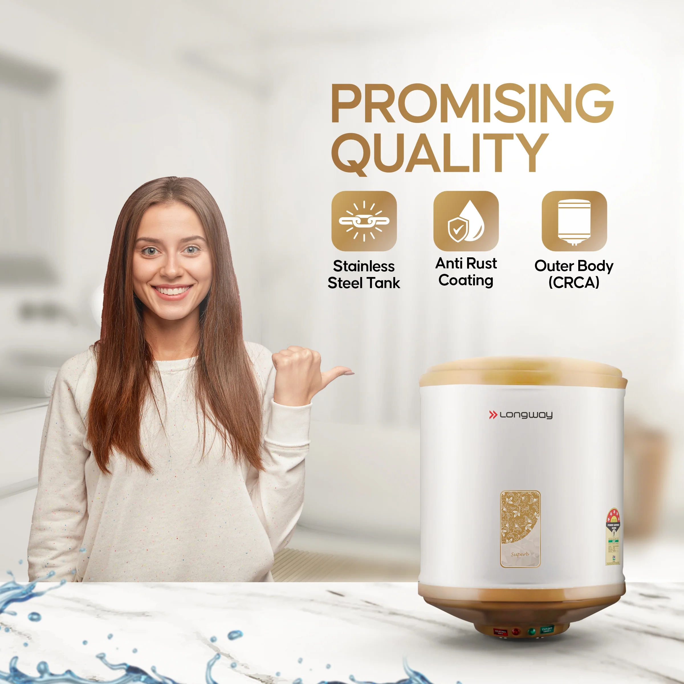Longway Superb 15 Ltr 5 Star Rated Automatic Storage Water for Home, Water Geyser, Water Heater, Electric Geyser with Multiple Safety System & Anti-Rust Coating | 5-Years Warranty on Tank | (Ivory, 15 Ltr) - Image 5